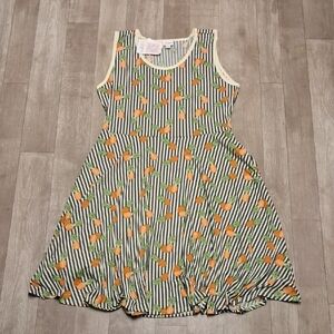Womens Nwt Luloroe Nicki Pineapple Striped Pocket Sleeveless‎ Fit & Flare Dress